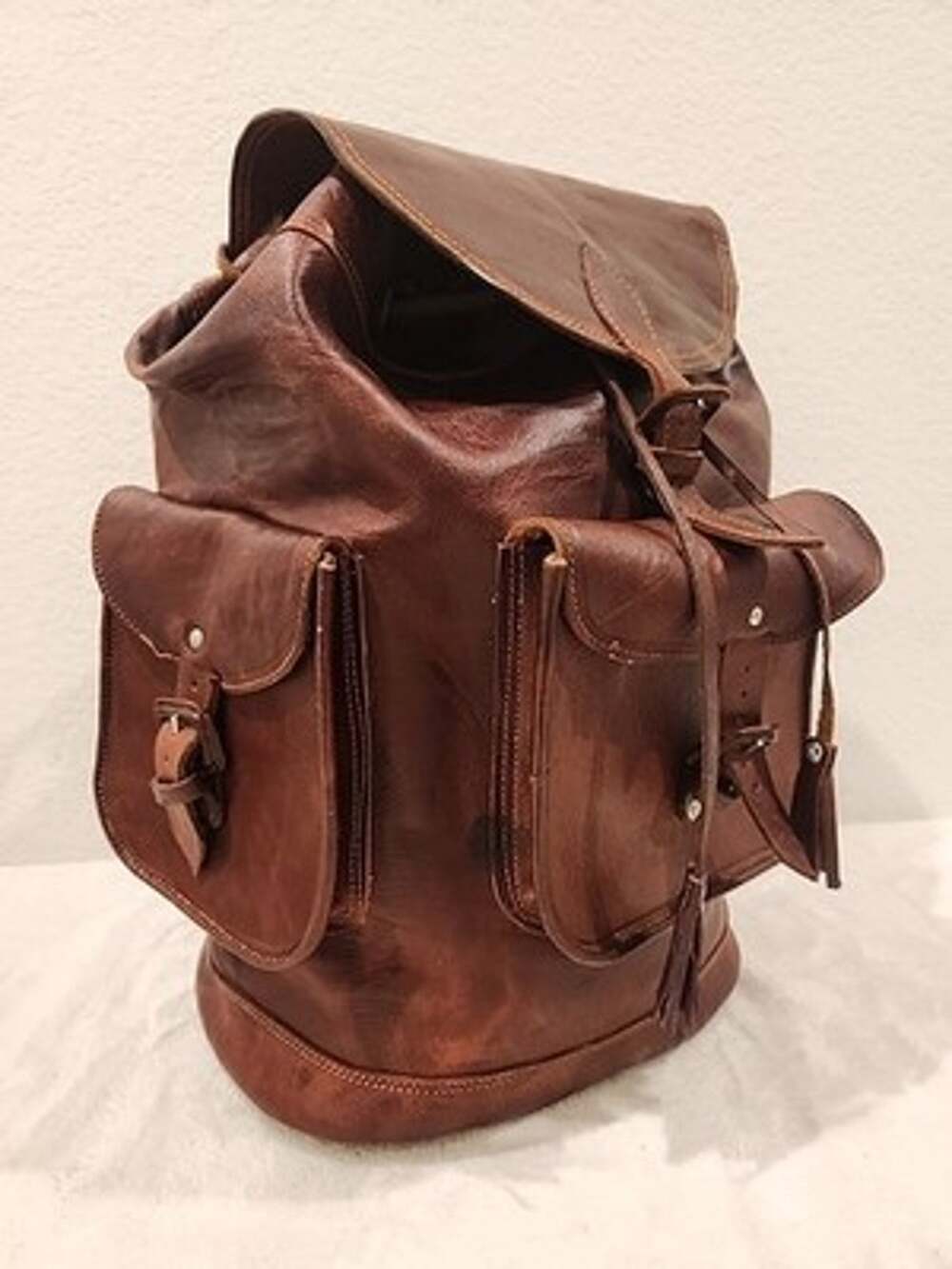 One-Of-a-Kind Custom Handmade Brown Leather Backpack Rucksack Unisex